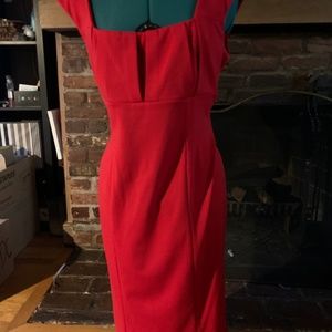 Red Calvin Klein Dress with Empire Waist